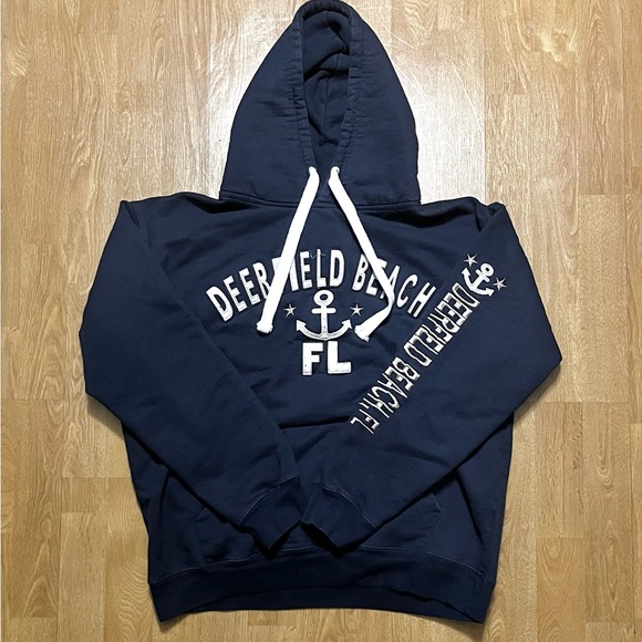 Deerfield Beach Florida Navy Hoodie - Picture 1 of 3